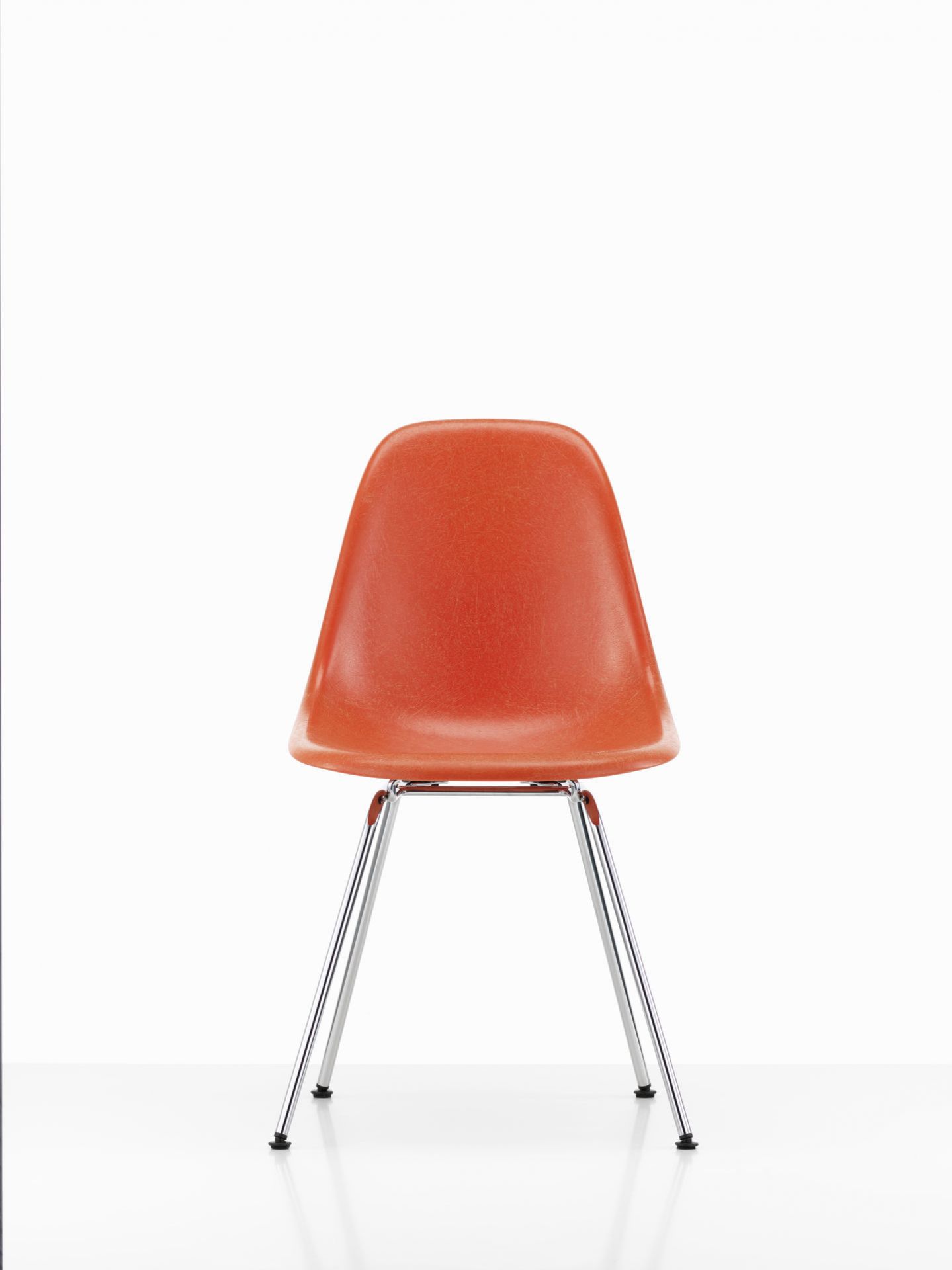 Eames Fiberglass Chair DSX Vitra Red Orange Chrome Eames Fiberglass Chair DSX Vitra Red Orange Chrome